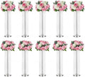 Silver Wedding Vases for Centerpieces - 10pcs of 35.4in Tall Flower Stands in Silver