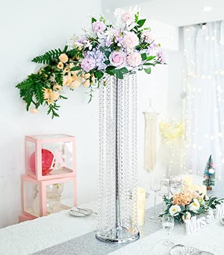 Silver Wedding Vases for Centerpieces - 10pcs of 35.4in Tall Flower Stands in Silver, alternate view 4