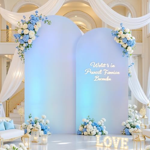 Silver White Arch Covers 7.2 and 6ft Sequin Sparkly Birthday Party Arch Backdrop Covers Set of 2 Spandex Shimmer, alternate