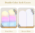 Silver White Arch Covers 7.2 and 6ft Sequin Sparkly Birthday Party Arch Backdrop Covers Set of 2 Spandex Shimmer, alternate