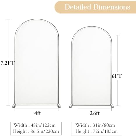 Silver White Arch Covers 7.2 and 6ft Sequin Sparkly Birthday Party Arch Backdrop Covers Set of 2 Spandex Shimmer, alternate