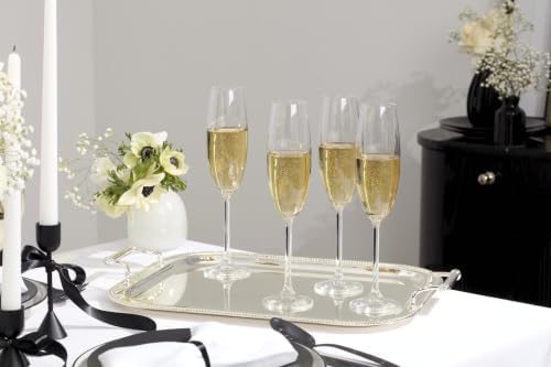 Silverplate Rectangular Serving Tray with Handles, 16-Inch in Metallic, alternate view 4