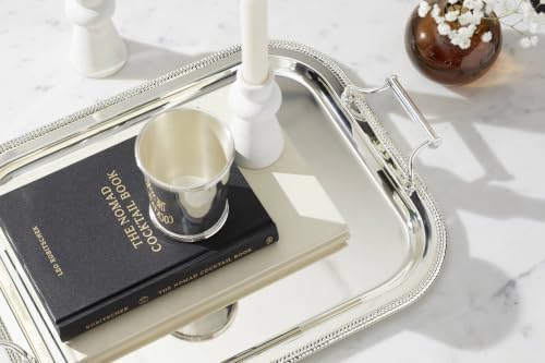 Silverplate Rectangular Serving Tray with Handles, 16-Inch in Metallic, alternate view 5