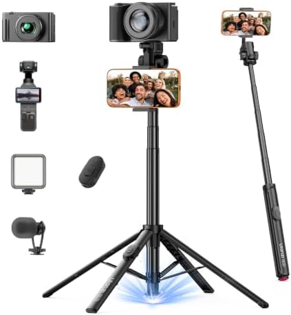SK32 Selfie Stick w Remote, 71''Auto Open & Lift-Close Phone Tripod