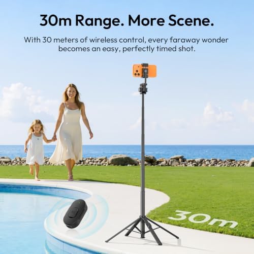 SK32 Selfie Stick w Remote, 71''Auto Open & Lift-Close Phone Tripod, alternate view 6