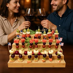 Skewer Holder: Bamboo Six Tier Food Stand with 180 Holes - Includes 200 Pcs Skewer, 100 Pcs US Toothpick Flags, alternate