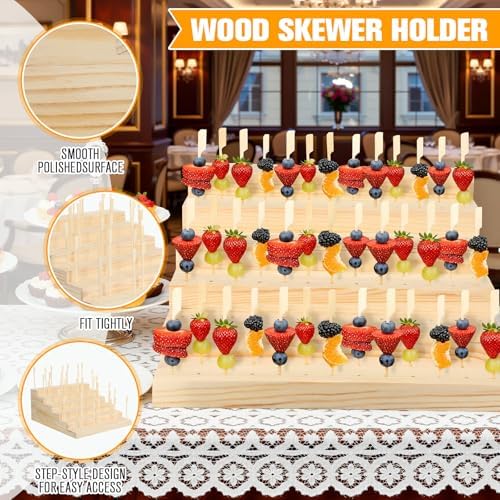 Skewer Holder with 100 Pcs 4.7" Cocktail Pick, 6-tier 156 Holes Fruit Kabobs Appetizer Food Pick Stand and, alternate view 4