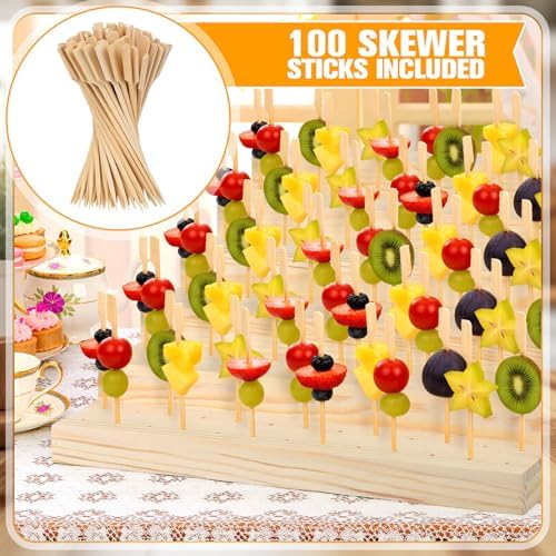 Skewer Holder with 100 Pcs 4.7" Cocktail Pick, 6-tier 156 Holes Fruit Kabobs Appetizer Food Pick Stand and, alternate view 5