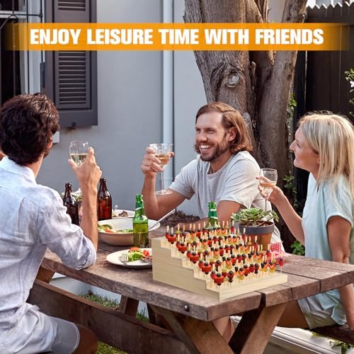 Skewer Holder with 100 Pcs 4.7" Cocktail Pick, 6-tier 156 Holes Fruit Kabobs Appetizer Food Pick Stand and, alternate view 6