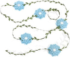 Sky Blue Felt Chrysanthemum Wreath - Sky Blue Leaf Vine Banner, Multi Layer Daisy, Used for Spring Party