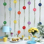Sky Blue Felt Chrysanthemum Wreath - Sky Blue Leaf Vine Banner, Multi Layer Daisy, Used for Spring Party, alternate view 6