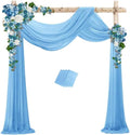 Sky Blue Wedding Arch Draping Fabric Chiffon Fabric, 29in x 18Ft Sheer Chiffon Outdoor Curtain for Wedding