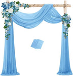 Sky Blue Wedding Arch Draping Fabric Chiffon Fabric, 29in x 18Ft Sheer Chiffon Outdoor Curtain for Wedding