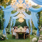 Sky Blue Wedding Arch Draping Fabric Chiffon Fabric, 29in x 18Ft Sheer Chiffon Outdoor Curtain for Wedding, alternate view 4