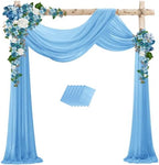 Sky Blue Wedding Arch Draping Fabric Chiffon Fabric, 29in x 18Ft Sheer Chiffon Outdoor Curtain for Wedding