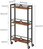 Slim Rolling Cart, Mobile Kitchen Cart on Wheels, Narrow Storage Cart for Small Space, Small Bar Cart, for, alternate view 2