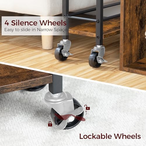 Slim Rolling Cart, Mobile Kitchen Cart on Wheels, Narrow Storage Cart for Small Space, Small Bar Cart, for, alternate view 6