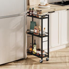 Slim Rolling Cart, Mobile Kitchen Cart on Wheels, Narrow Storage Cart for Small Space, Small Bar Cart, for