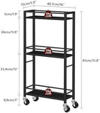 Slim Rolling Cart, Mobile Kitchen Cart on Wheels, Narrow Storage Cart for Small Space, Small Bar Cart, for, alternate view 2
