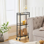 Slim Rolling Cart, Mobile Kitchen Cart on Wheels, Narrow Storage Cart for Small Space, Small Bar Cart, for, alternate view 4