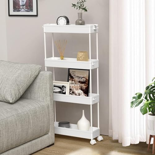 Slim Storage Cart(2 Pack),4-Tier Rolling Utility Organizer, alternate view 4