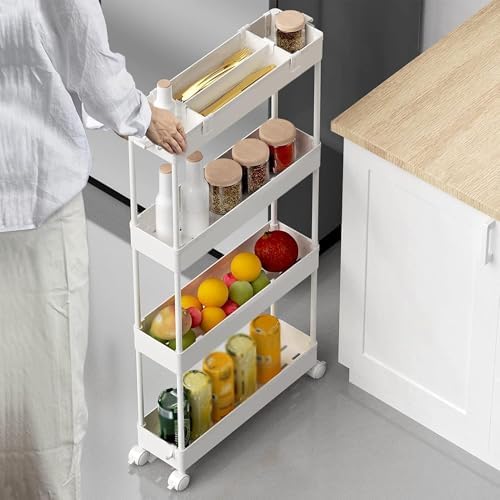 Slim Storage Cart(2 Pack),4-Tier Rolling Utility Organizer, alternate view 5