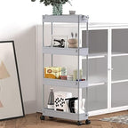 Slim Storage Cart 4 Tier, Bathroom Organizer Rolling Utility, Mobile Shelving Unit Slide Out for Office, alternate view 6