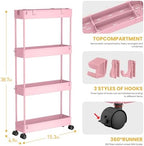 Slim Storage Cart 4 Tier, Bathroom Organizer Rolling Utility, Mobile Shelving Unit Slide Out for Office, alternate view 2