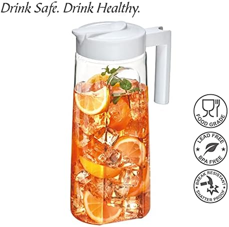 Slim - Tritan Pitcher (64 oz), Unbreakable Plastic Water Pitcher with Lid, BPA-Free, Heat-Resistant, alternate view 3