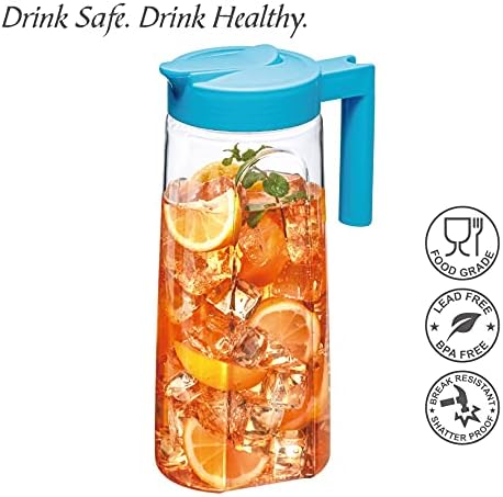 Slim - Tritan Pitcher (64 oz), Unbreakable Plastic Water Pitcher with Lid, BPA-Free, Heat-Resistant, alternate view 3