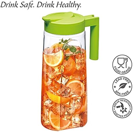 Slim - Tritan Pitcher (64 oz), Unbreakable Plastic Water Pitcher with Lid, BPA-Free, Heat-Resistant, alternate view 3