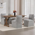 Slipcovered Dining Chairs Set of 6, Farmhouse Upholstered Dining Chair with Solid Wood Legs, Soft Padded Armless, alternate