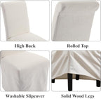 Slipcovered Upholstered Parsons Dining Chairs Set of 2, Cream White in Standard in Cream White, alternate view 3