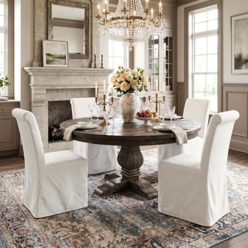 Slipcovered Upholstered Parsons Dining Chairs Set of 2, Cream White in Standard in Cream White, alternate view 6
