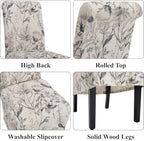 Slipcovered Upholstered Parsons Dining Chairs Set of 2, Floral in Standard in Floral, alternate view 3