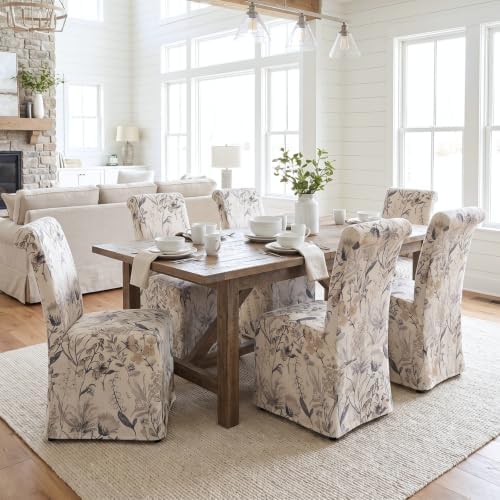 Slipcovered Upholstered Parsons Dining Chairs Set of 2, Floral in Standard in Floral, alternate view 4