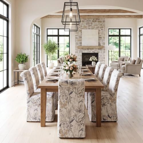 Slipcovered Upholstered Parsons Dining Chairs Set of 2, Floral in Standard in Floral, alternate view 5