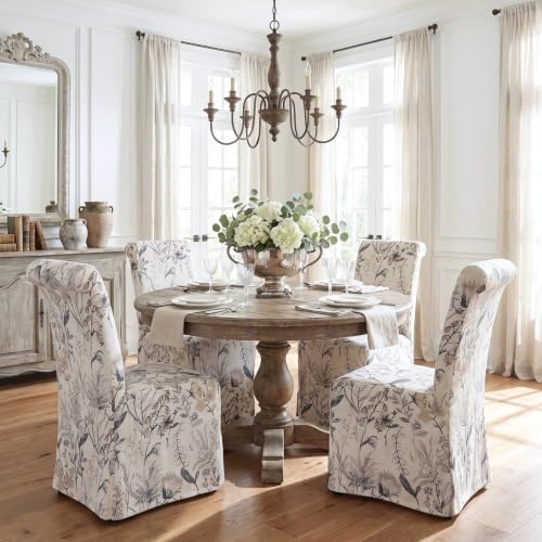 Slipcovered Upholstered Parsons Dining Chairs Set of 2, Floral in Standard in Floral, alternate view 6