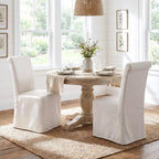 Slipcovered Upholstered Parsons Dining Chairs Set of 4, Cream White in Standard in Cream White, alternate view 6
