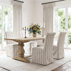 Slipcovered Upholstered Parsons Dining Chairs Set of 4, Stripe in Standard in Khaki Stripe