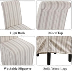 Slipcovered Upholstered Parsons Dining Chairs Set of 4, Stripe in Standard in Khaki Stripe, alternate view 3