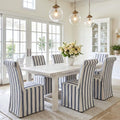 Slipcovered Upholstered Parsons Dining Chairs Set of 6, Blue Stripe in Standard in Blue Stripe