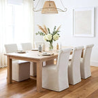 Slipcovered Upholstered Parsons Dining Chairs Set of 6, Cream White in Standard in Cream White