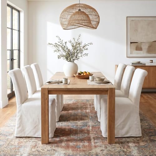 Slipcovered Upholstered Parsons Dining Chairs Set of 6, Cream White in Standard in Cream White, alternate view 4