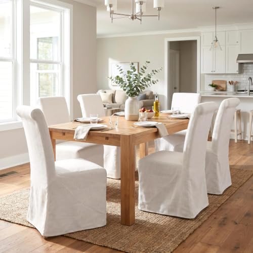 Slipcovered Upholstered Parsons Dining Chairs Set of 6, Cream White in Standard in Cream White, alternate view 5
