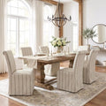 Slipcovered Upholstered Parsons Dining Chairs Set of 6, Stripe in Standard in Khaki Stripe