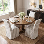 Slipcovered Upholstered Parsons Dining Chairs Set of 6, Stripe in Standard in Khaki Stripe, alternate view 5