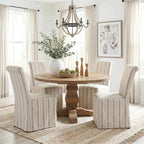 Slipcovered Upholstered Parsons Dining Chairs Set of 6, Stripe in Standard in Khaki Stripe, alternate view 6
