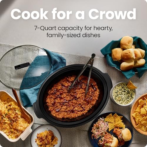 Slow Cooker 7 Quart, Large Family Size Slow Cooker with Low, High & Warm Settings, Removable Ceramic Crock, alternate view 3