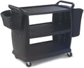 Small 3-Shelf Plastic Bussing Cart, Black in Black